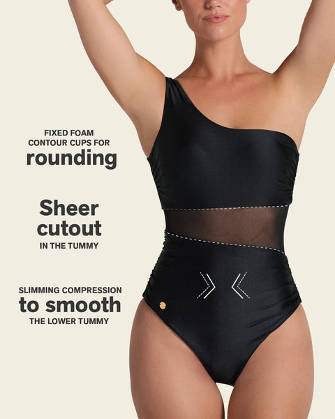SHAPERIN Womens Halter Neck Swimsuit Tummy Control Swimwear Shapewear Ruched Padded Monokini Backless Bathing Suit, Red, XL - View #11