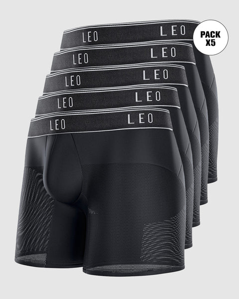 5-Pack High-Tech Mesh Boxer Briefs with Ergonomic Pouches | Leonisa
