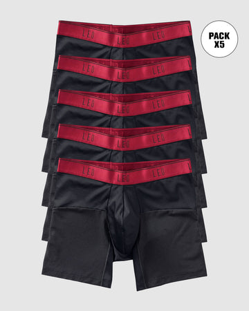 5-Pack High-Tech Mesh Boxer Briefs with Ergonomic Pouches#color_b15-black-with-red-elastic