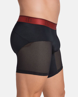 High-Tech Mesh Boxer Brief with Ergonomic Pouch#color_b15-black-with-red-elastic