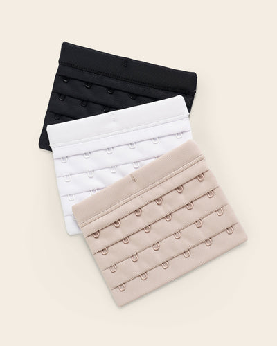 3-Pack adjustable bra extenders: 6-row 4-level#color_s01-white-black-light-brown