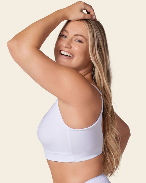 Mastectomy pocketed lace trim wireless bra#color_000-white