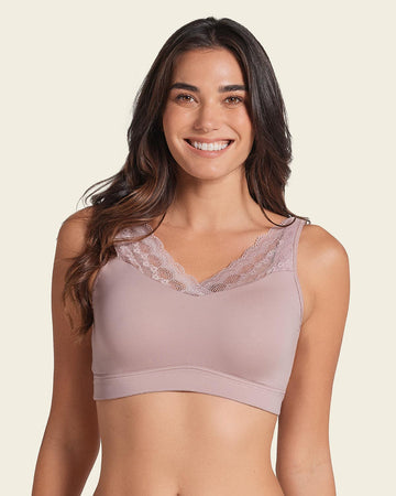 Mastectomy pocketed lace trim wireless bra#color_281-rosewood
