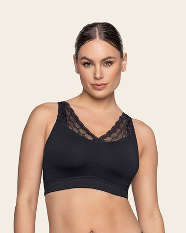 Women's Post Surgery Mastectomy Bra with Pockets Bralette Lace Front  Closure Zipper Wireless Brassiere Bandeau Daily Bra