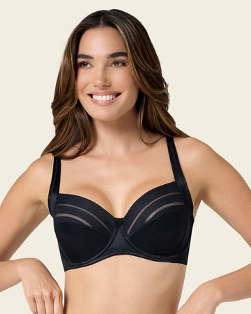 Lace stripe natural support classic bra#color_700-black
