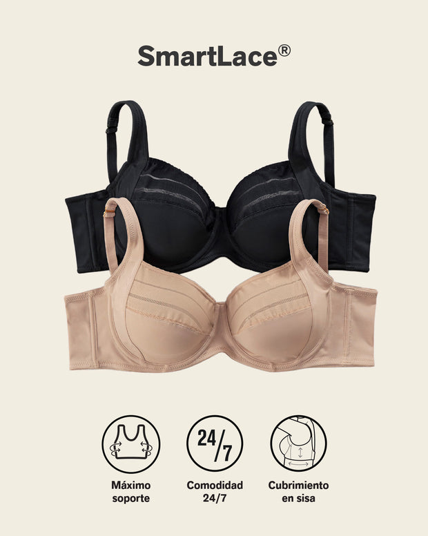 Lace stripe natural support classic bra