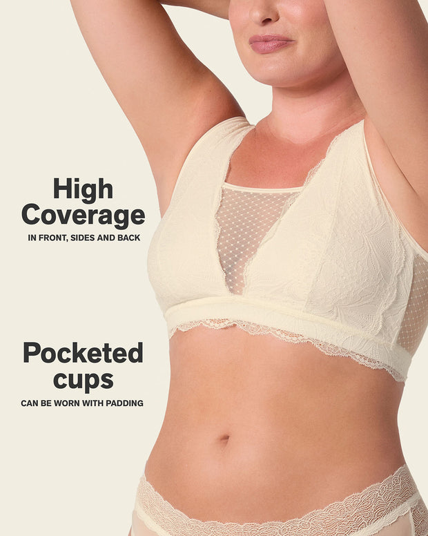 Multiwear lace pocketed bralette
