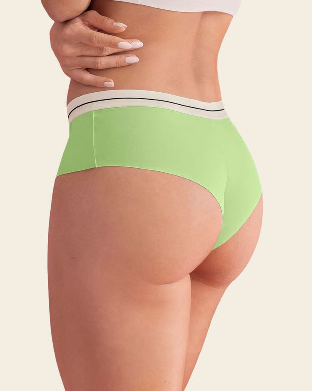3-Pack Contrast Waistband Soft Cheeky Panties