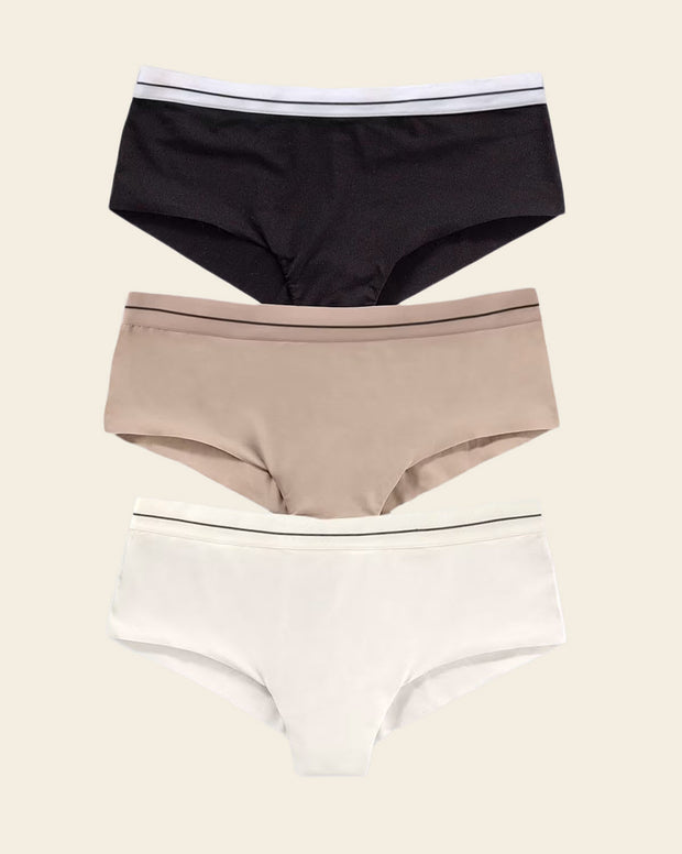 3-Pack Contrast Waistband Soft Cheeky Panties