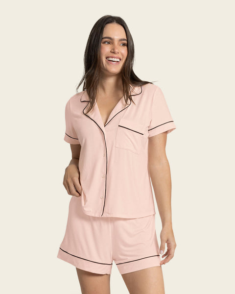 Pajama Set + T-Shirt and Shorts#color_304-light-pink