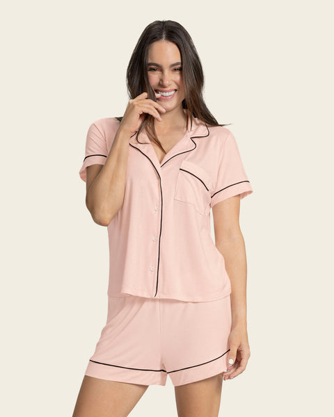 Pajama Set + T-Shirt and Shorts#color_304-light-pink