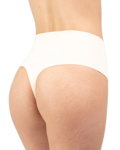 Seamless, Organic Cotton High Rise Thong#color_000-white