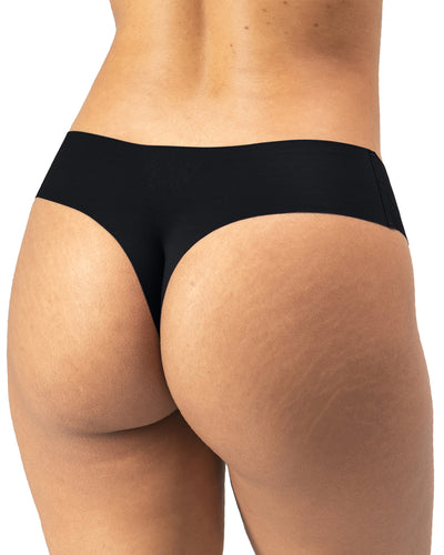 Seamless, Organic Cotton Low Rise Thong#color_700-black