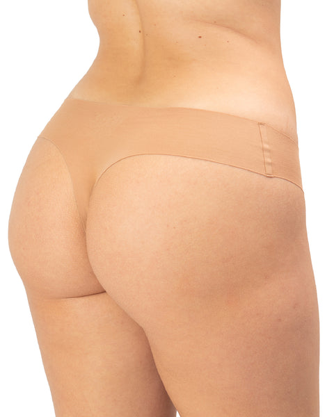 Seamless, Organic Cotton Low Rise Thong#color_003-sand