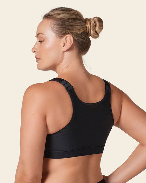 Stage 1 post-surgical wireless bra with front closure#color_700-black