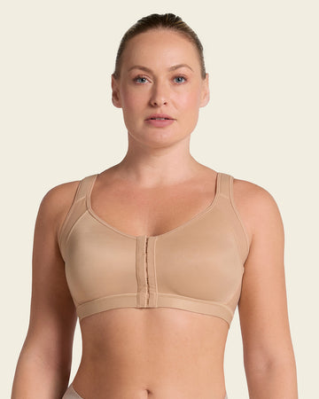Post-Surgical Wireless Bra with Front Closure#color_801-golden-beige