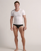 Stretch cotton moderate compression shaper shirt with mesh cutouts