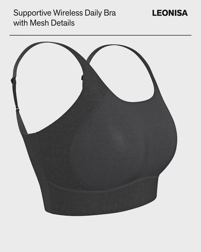 Supportive wireless daily bra with mesh details#color_700-black