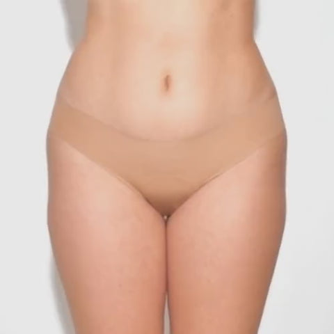 Seamless, Organic Cotton Low Rise Thong#color_003-sand