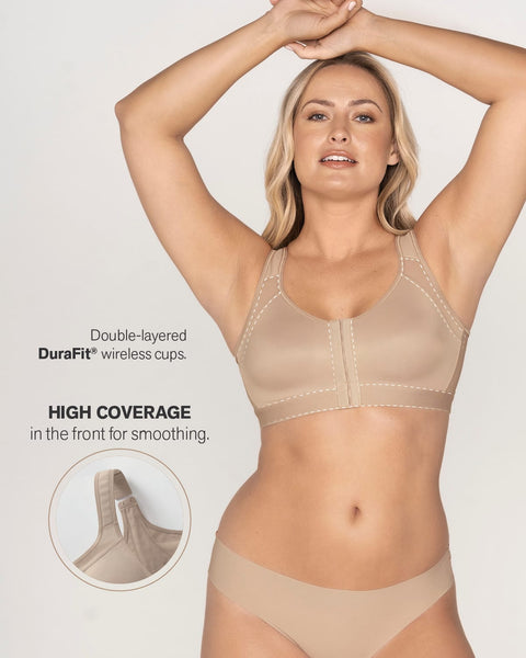 Unlined Wireless Posture Corrector Bra#color_868-dark-taupe