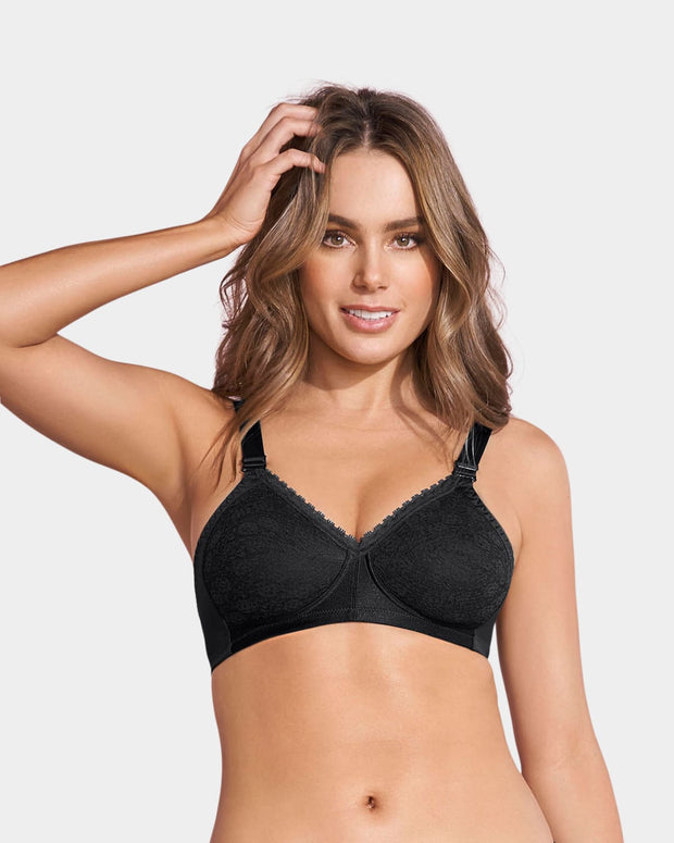 Extra coverage support wireless bra with lace cups#color_700-black