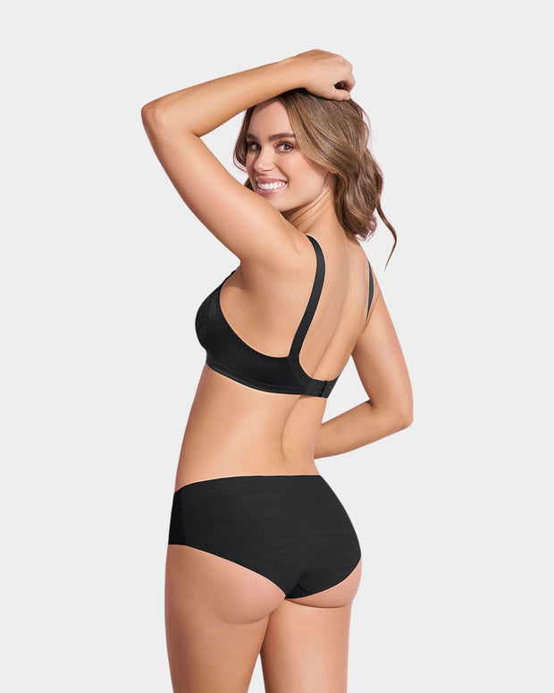 Extra coverage support wireless bra with lace cups#color_700-black
