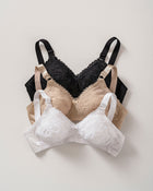 Extra coverage support wireless bra with lace cups