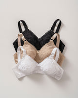 Extra coverage support wireless bra with lace cups#color_802-nude