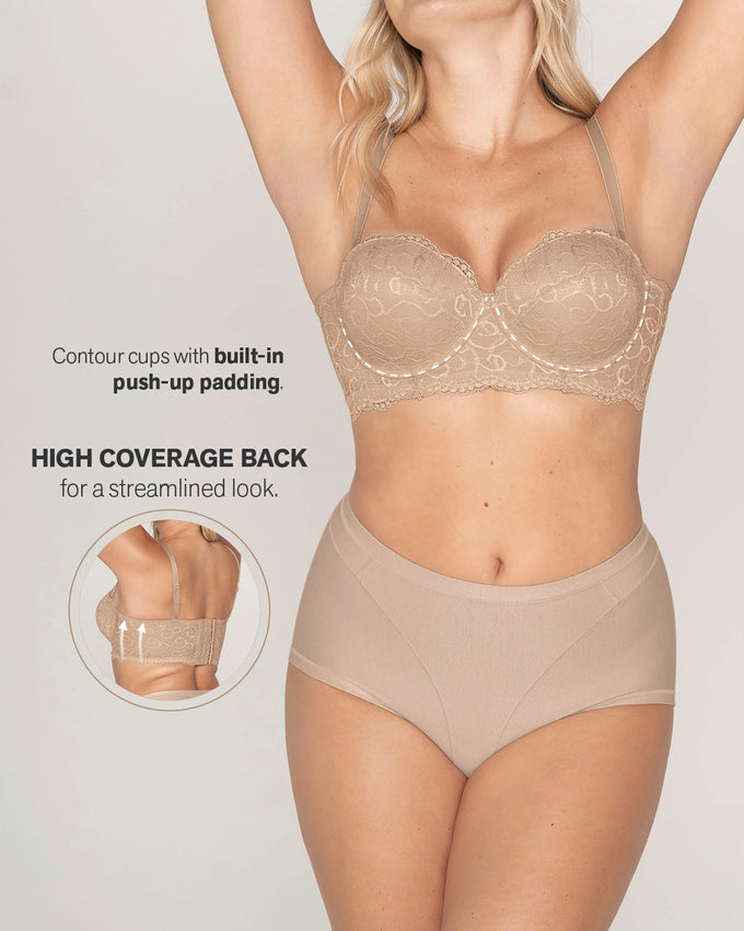 Convertible balconette lace push up bra#color_000-white