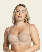 Convertible balconette lace push up bra#color_802-nude