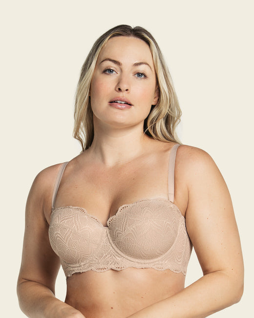 Convertible balconette lace push up bra#color_802-nude