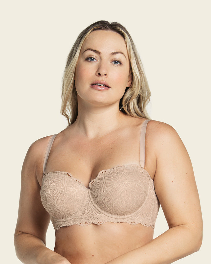 Convertible balconette lace push up bra#color_802-nude