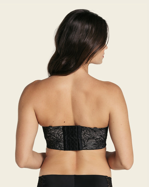 Lace 360: strapless longline contouring lace bra#color_700-black