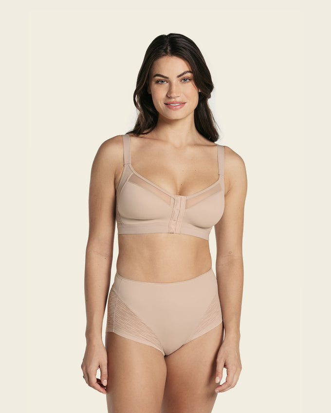 Comfortable posture corrector bra with contour cups - multi/benefit#color_802-nude