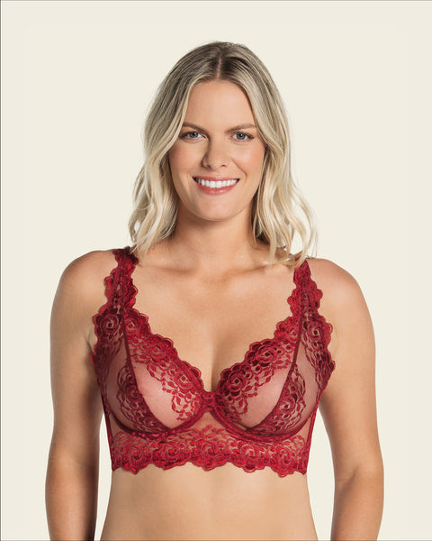 Sheer Lace Bustier Bralette with Underwire