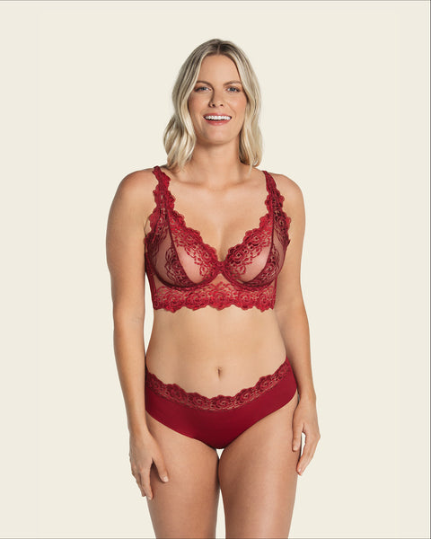 Milan sheer lace bustier bralette with underwire#color_a40-red