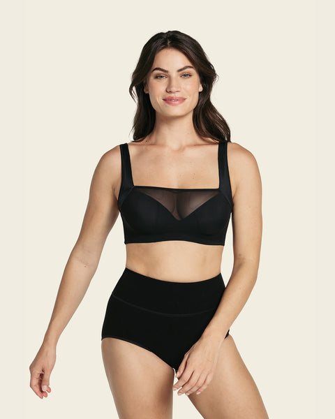 Mesh front contouring bra#color_700-black