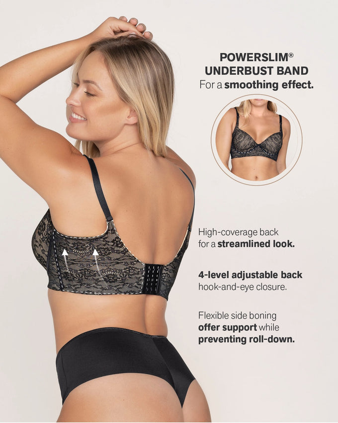 Lace back smoothing underwire bra#color_700-black