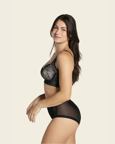 Lace back smoothing underwire bra#color_700-black