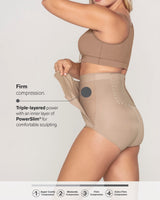 High-waisted firm compression postpartum panty with adjustable belly wrap#all_variants
