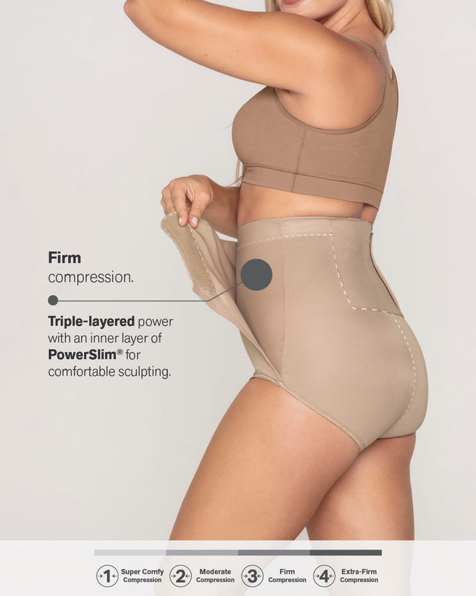High-waisted firm compression postpartum panty with adjustable belly wrap#all_variants