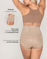 High-waisted firm compression postpartum panty with adjustable belly wrap#all_variants