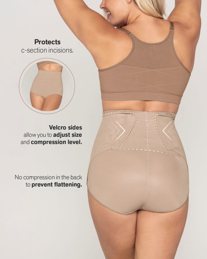 High-waisted firm compression postpartum panty with adjustable belly wrap#all_variants