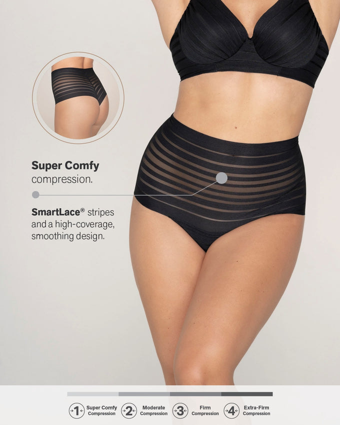 Lace stripe high-waisted cheeky hipster panty#color_700-black