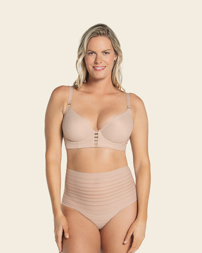 Lace stripe high-waisted cheeky hipster panty#color_802-nude