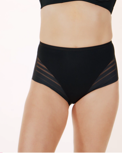 Lace stripe undetectable classic shaper panty#color_700-black