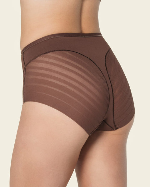 Lace stripe undetectable classic shaper panty#color_875-dark-brown