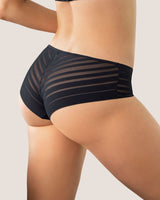 Lace stripe hiphugger panty#color_700-black