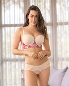 Lace stripe hiphugger panty