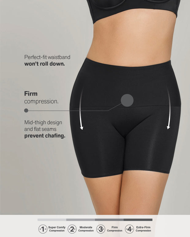 Moderate compression high-waisted shaper slip short#color_700-black